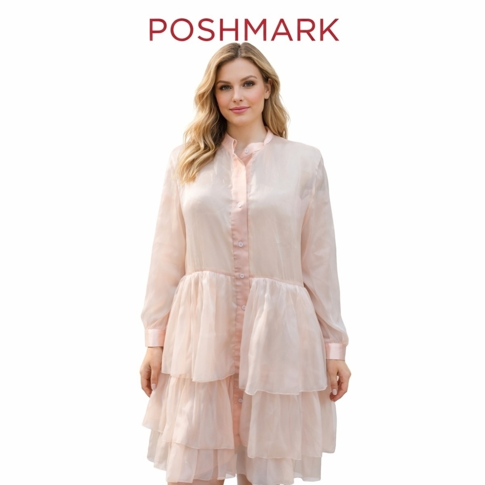 Peach dream ruffle dress 1X- 2X NWT